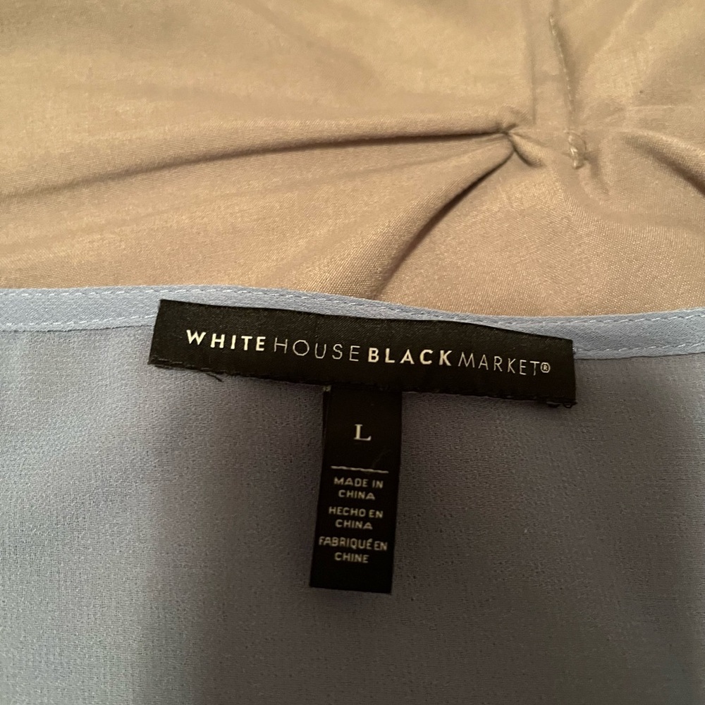 WHBM  Blue Sheer Blouse with Cut-Out Details - Picture 5 of 12